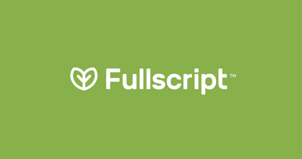 fullscript logo on a green background