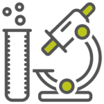 Icon that shows a lab microscope with a Vile next to it