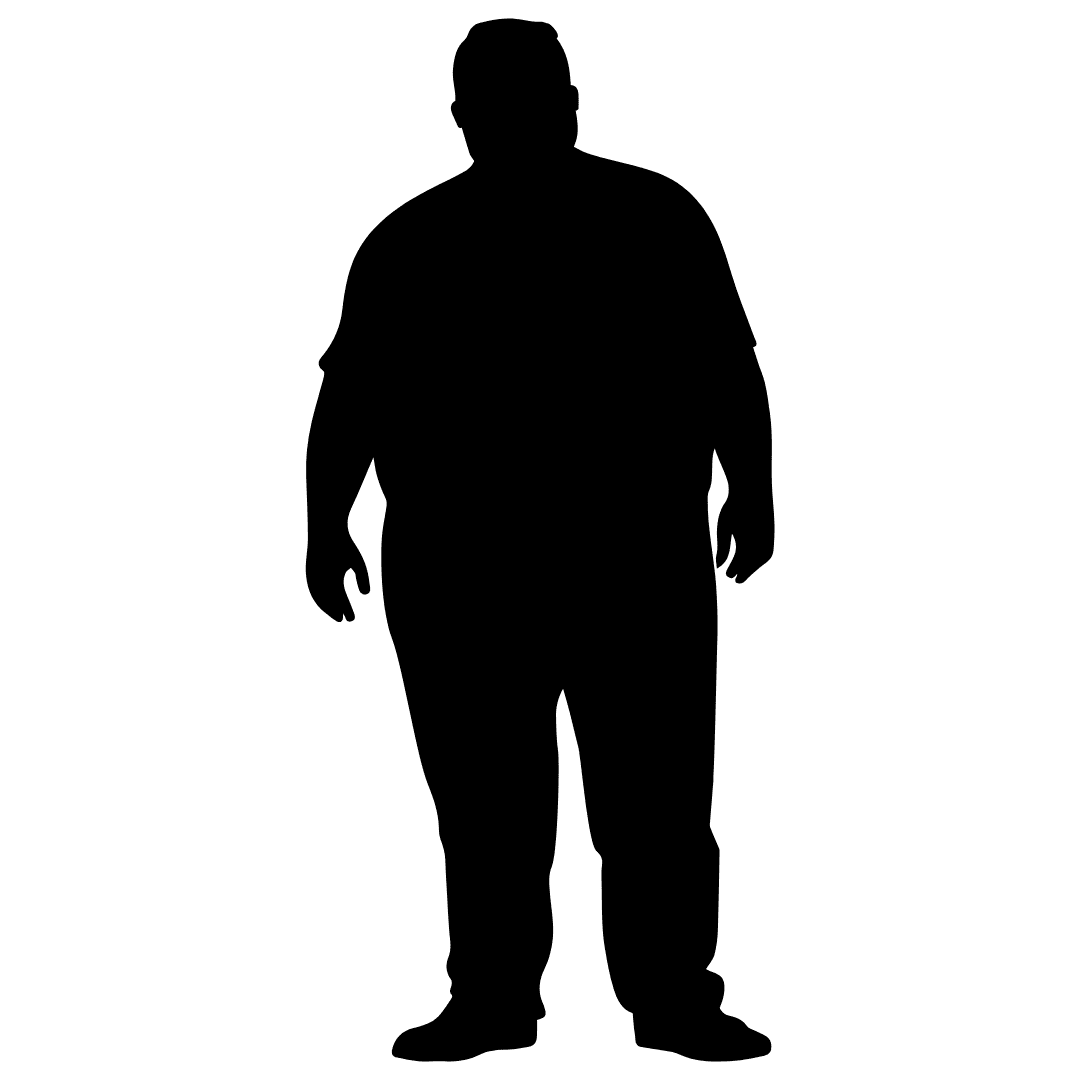 a silhouette icon of a big man standing