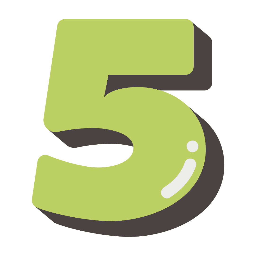 green 5 icon on a transparent background