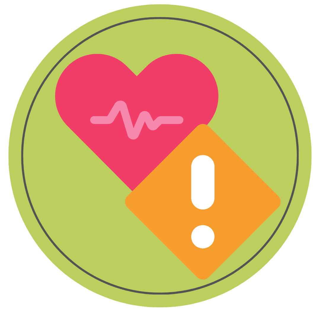 heart issues icon on a green circular frame on a transparent background