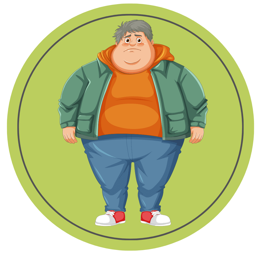 obesity icon on a green circular frame on a transparent background