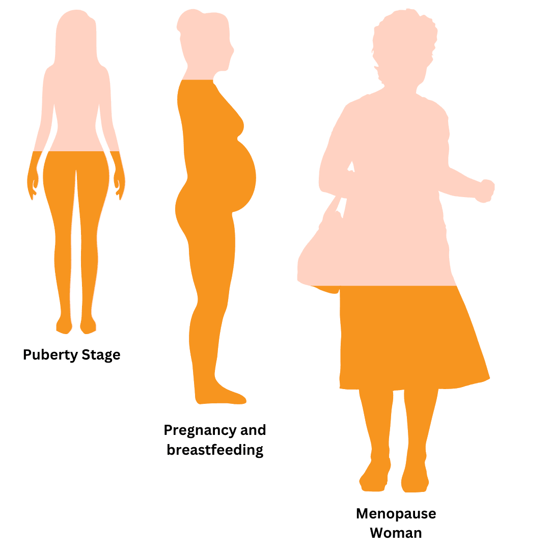 prolactin levels on a female from puberty stage, pregnancy and menopause women