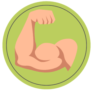 increase muscle mass icon on a green circular frame on a green circular frame