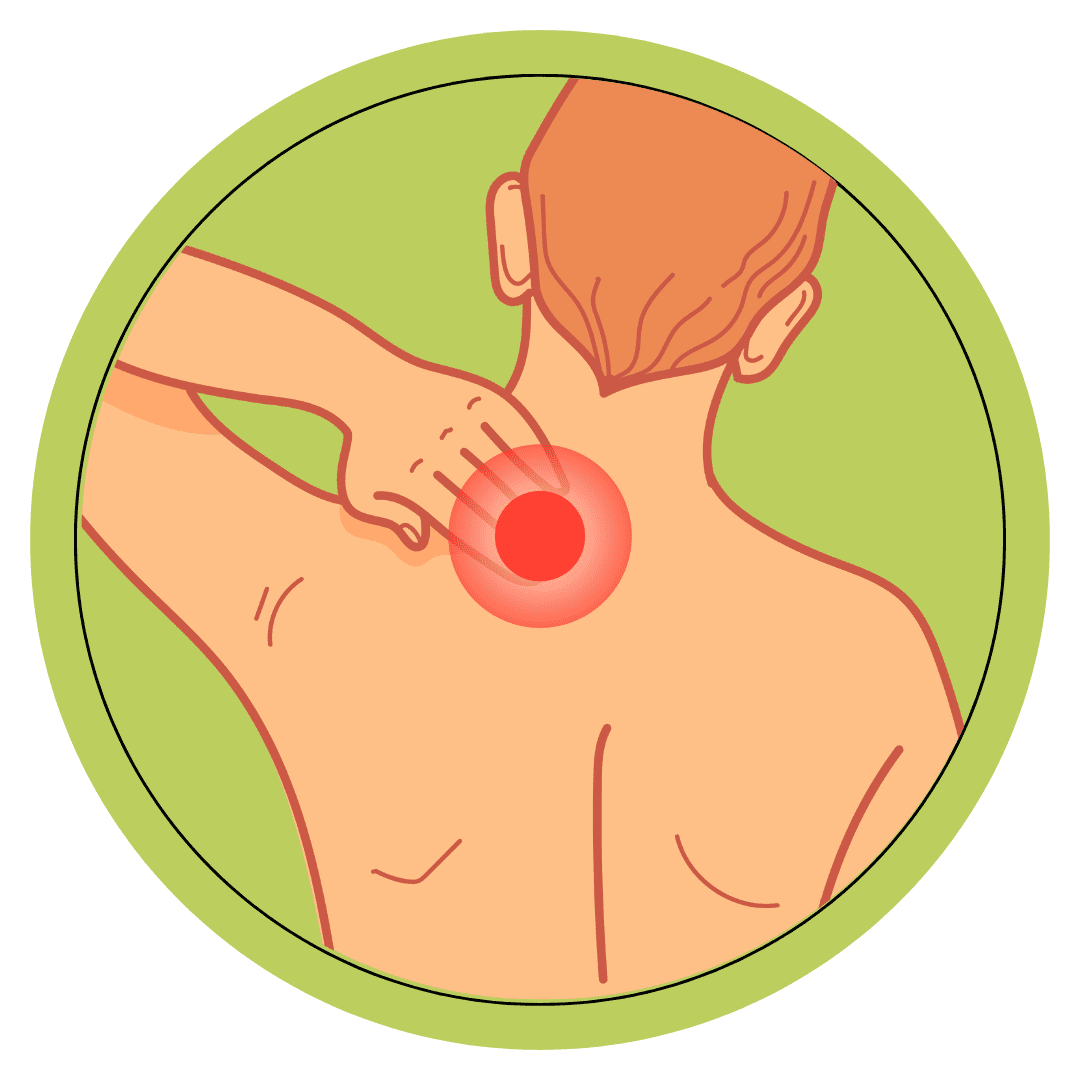 neck pain icon on a green circular frame on a transparent background